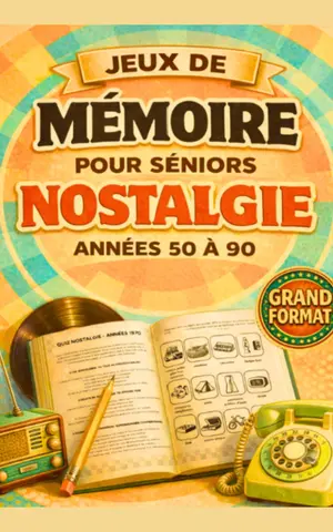 Jeux de mémoire pour Séniors. Nostalgie des années 50 à 90. Grand format.: Cahier d’activités en gros caractères : quiz rétro, mots mêlés et jeux de réflexion — Idée cadeau pour mamie et papy