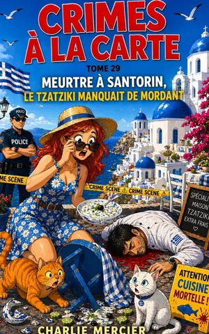 CRIMES À LA CARTE Tome 29 : Meurtre à Santorin – Le tzatziki manquait de mordant: Un cosy mystery ensoleillé, drôle et savoureux, entre secrets de palace, passions anciennes et cadavre